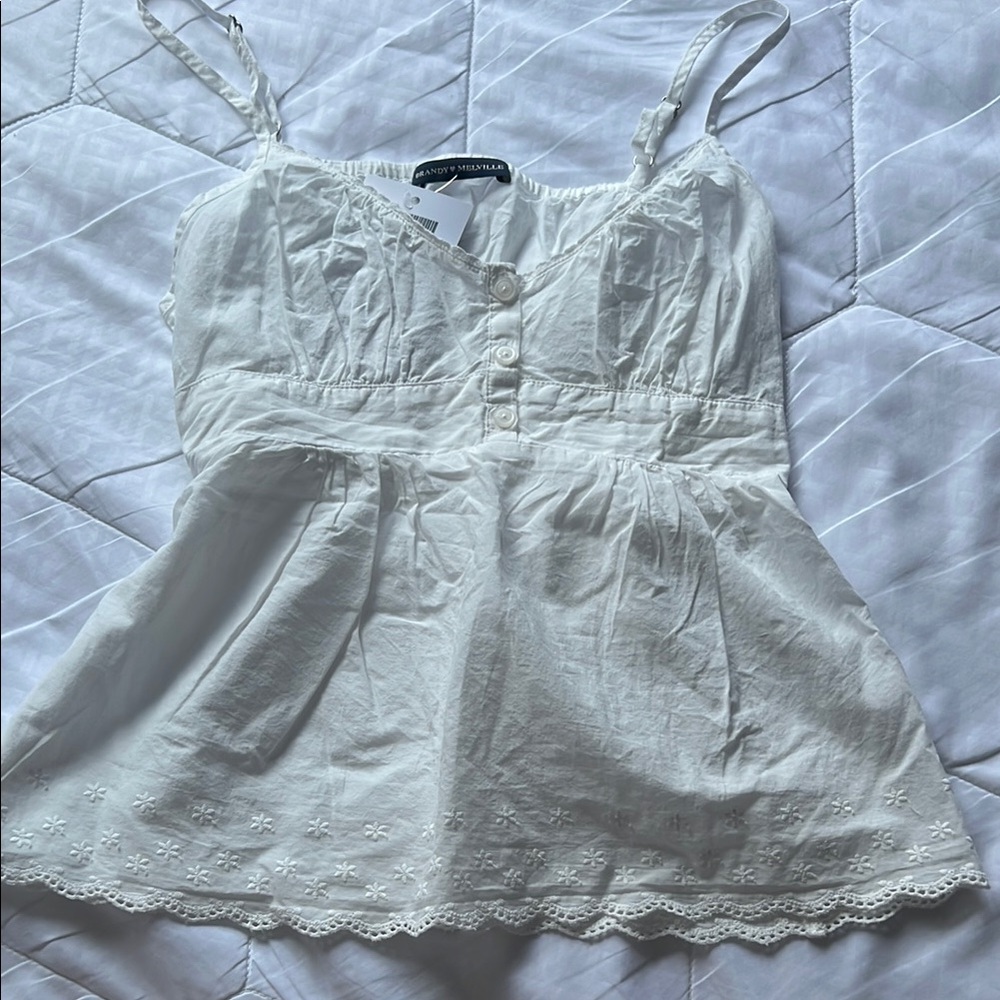 Brandy Melville White Scalloped Tank